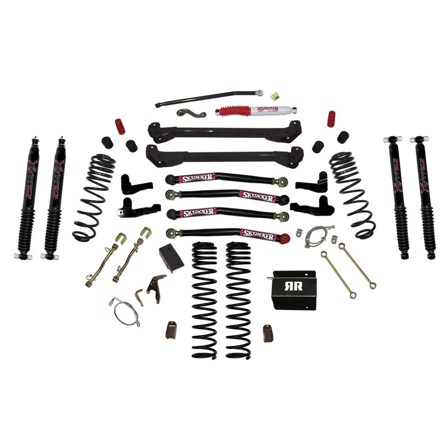 6 In.Long Travel Lift Kit w/Black MAX Shocks 97-06 Jeep Wrangler - Click Image to Close